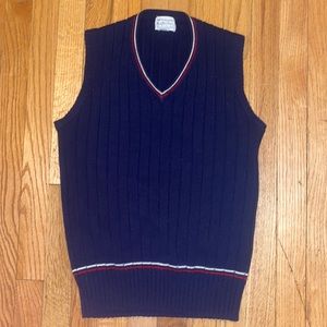 Full Fashioned Knit Sweater. Mister Mom. Size M. Blue with white and red stripes